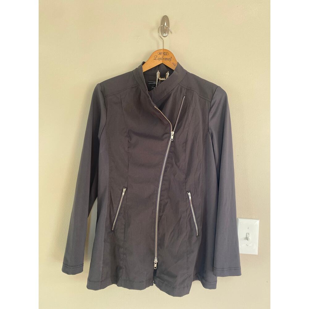 Noel Asmar med spa asymmetrical zippered gray jacket size Medium